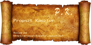 Propszt Kasztor névjegykártya